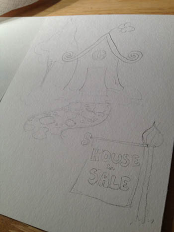 LimeTreeFruits.com // Watercolor -  Enchanted House For Sale