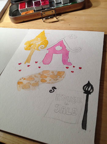 LimeTreeFruits.com // Watercolor -  Enchanted House For Sale