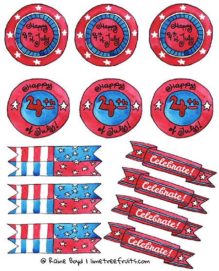 LimeTreeFruits.com // 4th of July Party Printables